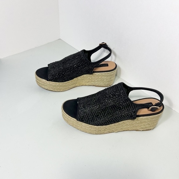 Steven by Steve Madden Jute Platform Open Toe Black Rose Gold Buckle size 11 - Picture 2 of 9